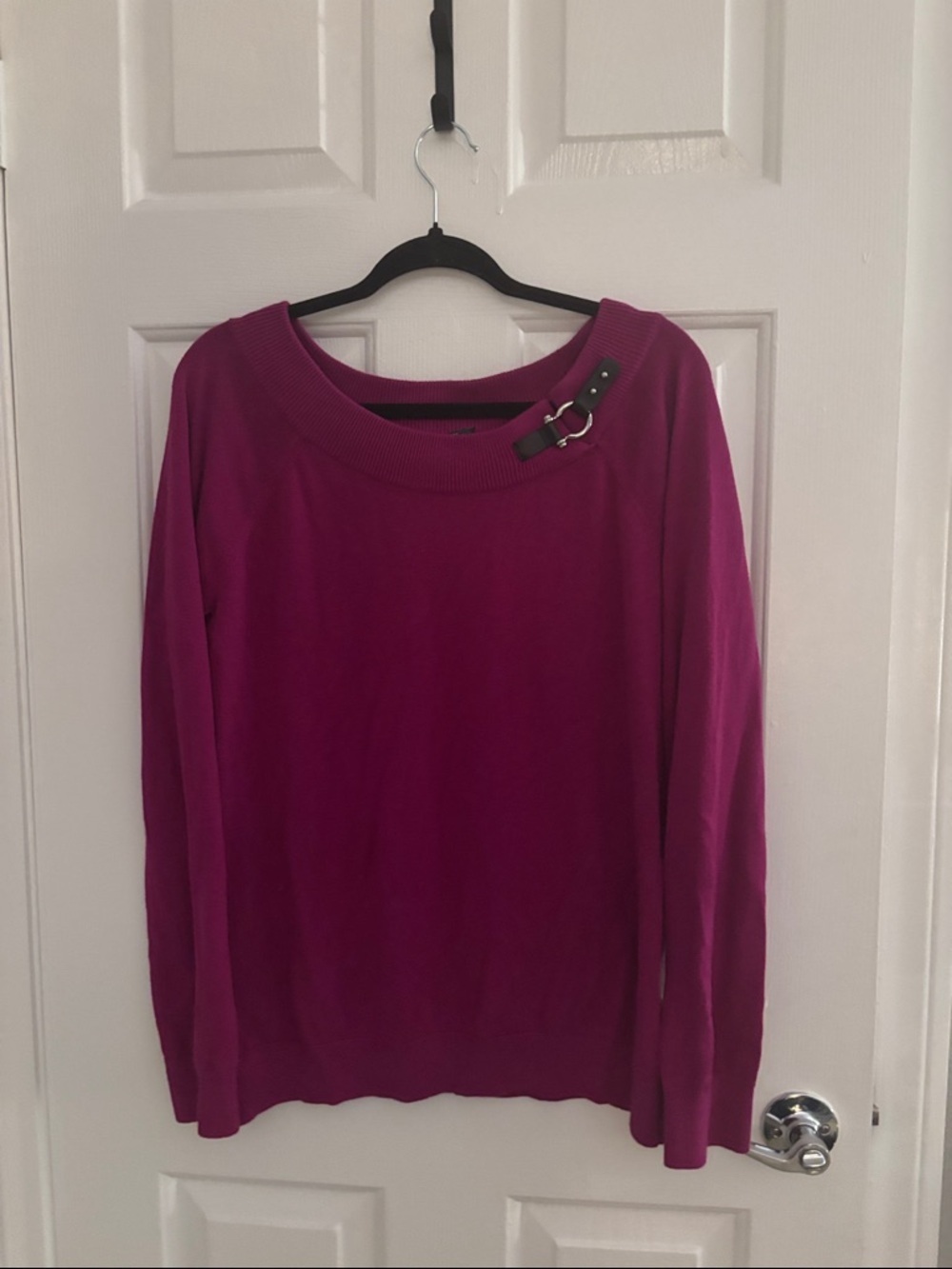 Ralph Lauren Magenta Buckle-Accent Sweater